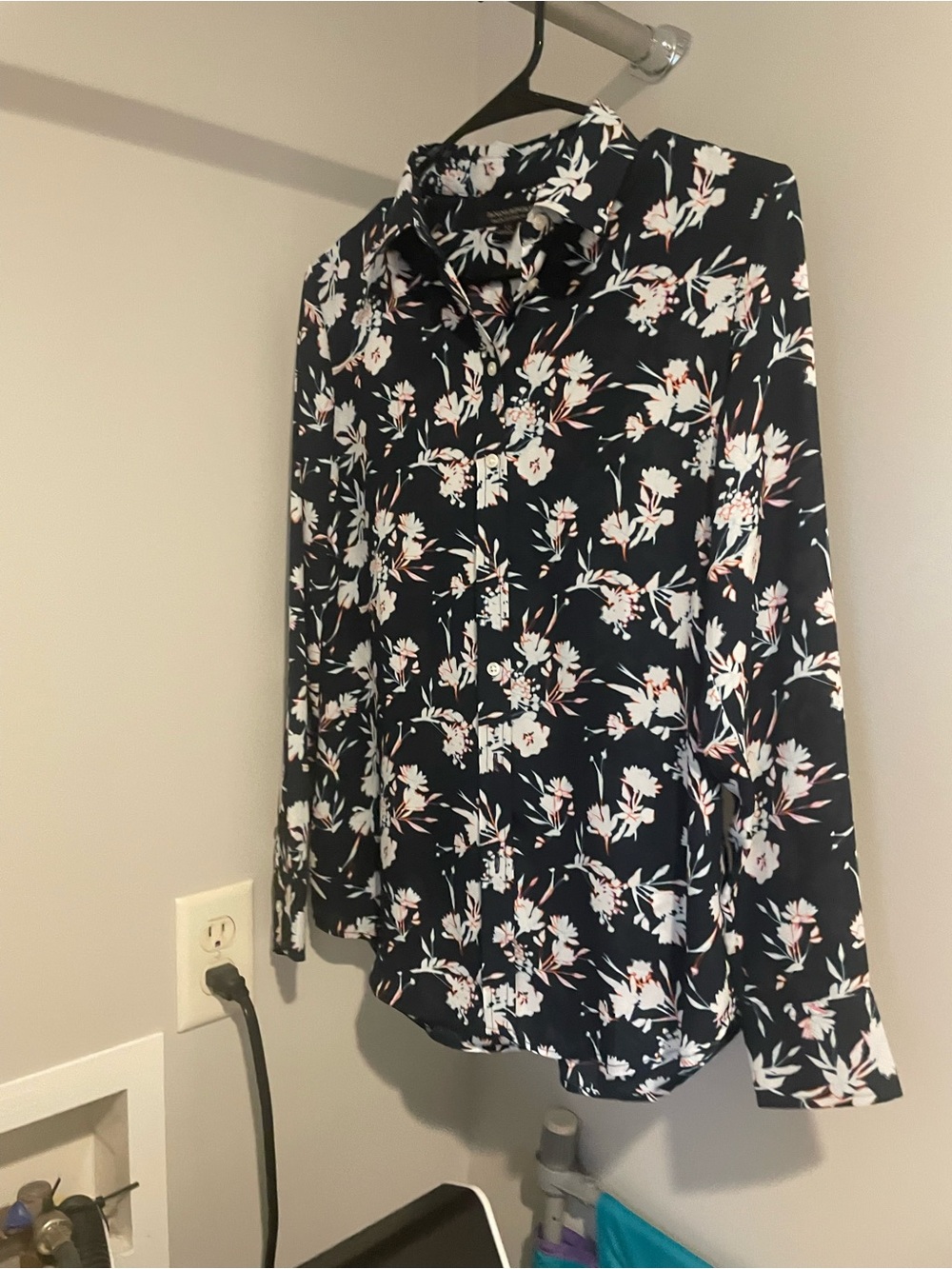 Banana Republic Black Floral Button-Down Shirt